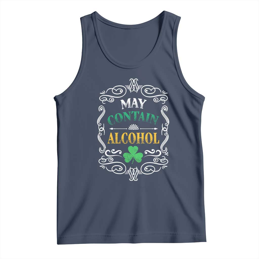 Funny May Contain Alcohol Tank Top Irish Beer Drinking St Patrick's Day TS11 Navy Print Your Wear