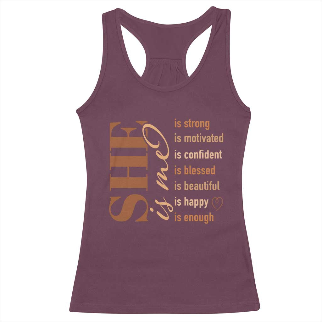 Woman Affirmation Racerback Tank Top She Is Strong Motivated Confident Blessed Beautiful Melanin TS11 Maroon Print Your Wear