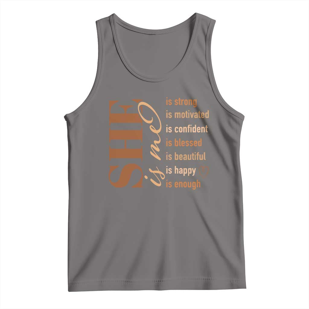 Woman Affirmation Tank Top She Is Strong Motivated Confident Blessed Beautiful Melanin Color TS11 Deep Heather Print Your Wear