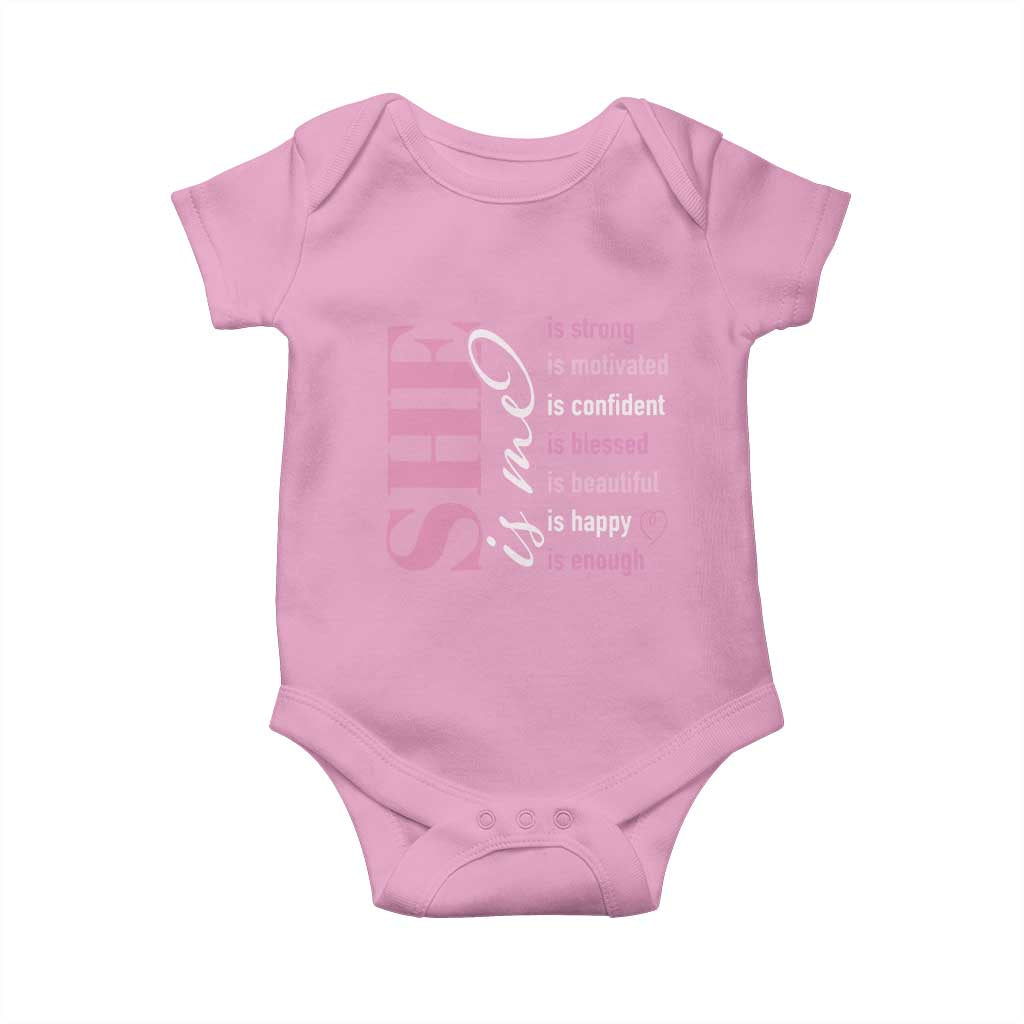 Woman Affirmation Baby Onesie She Is Strong Motivated Confident Blessed Beautiful TS11 Light Pink Print Your Wear
