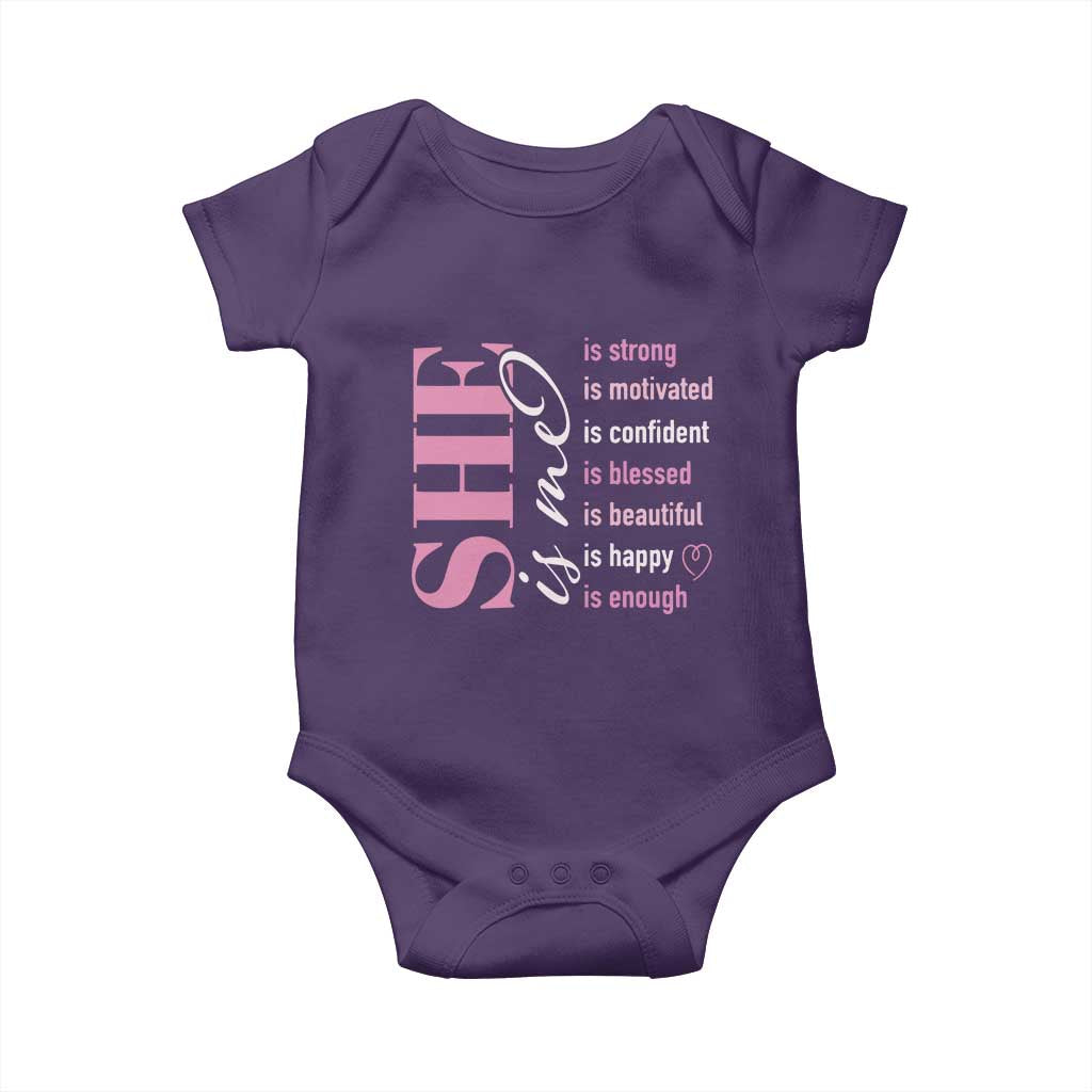 Woman Affirmation Baby Onesie She Is Strong Motivated Confident Blessed Beautiful TS11 Purple Print Your Wear