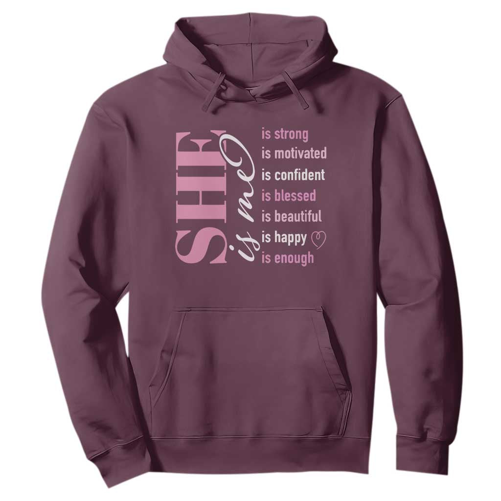 Woman Affirmation Hoodie She Is Strong Motivated Confident Blessed Beautiful TS11 Maroon Print Your Wear