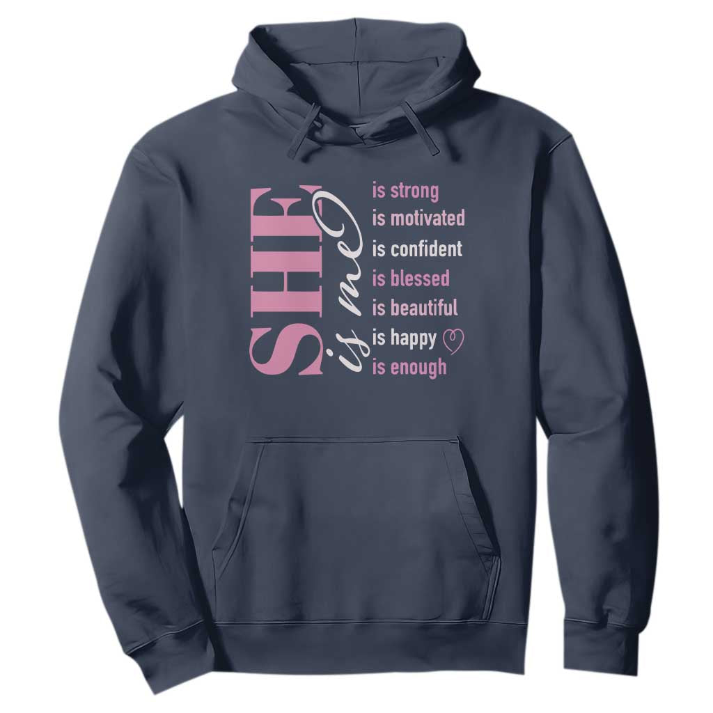 Woman Affirmation Hoodie She Is Strong Motivated Confident Blessed Beautiful TS11 Navy Print Your Wear