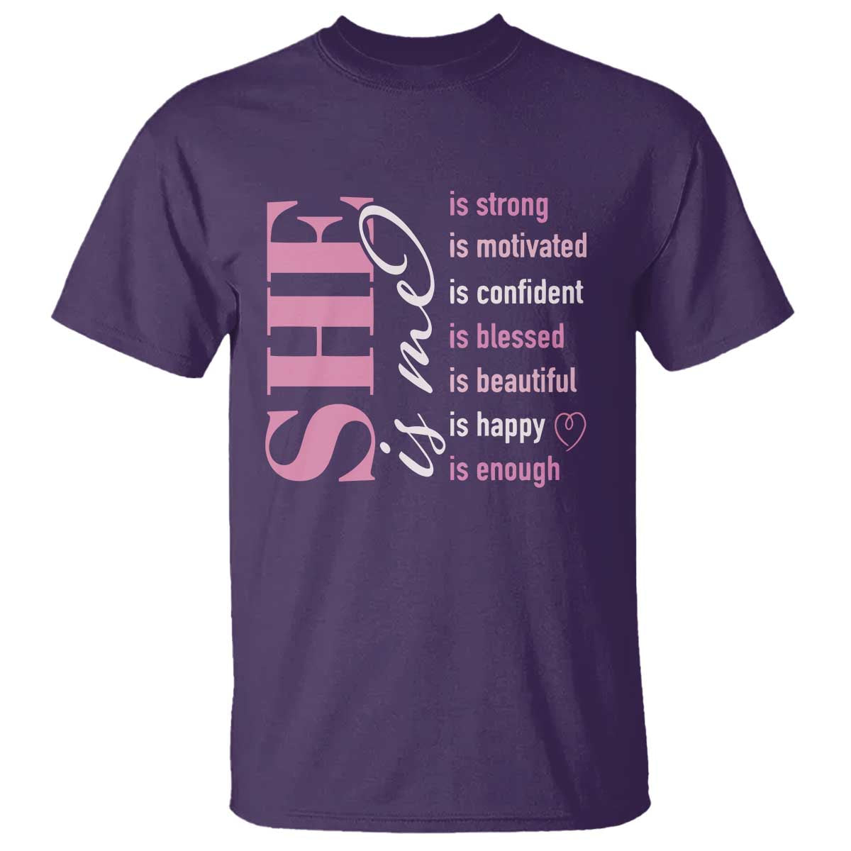 Woman Affirmation T Shirt She Is Strong Motivated Confident Blessed Beautiful TS11 Purple Print Your Wear