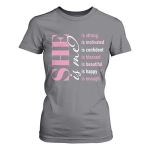 Woman Affirmation T Shirt For Women She Is Strong Motivated Confident Blessed Beautiful TS11 Charcoal Print Your Wear