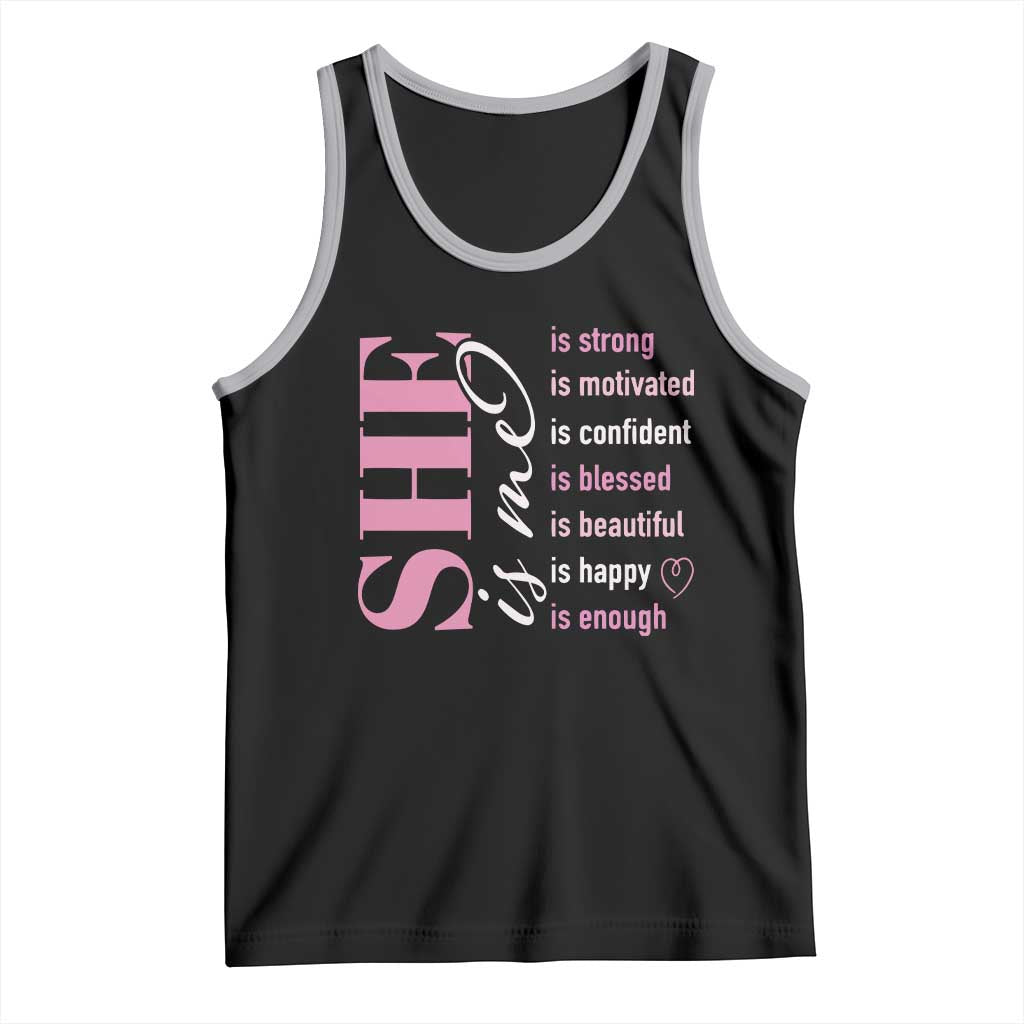 Woman Affirmation Tank Top She Is Strong Motivated Confident Blessed Beautiful TS11 Black Athletic Heather Print Your Wear