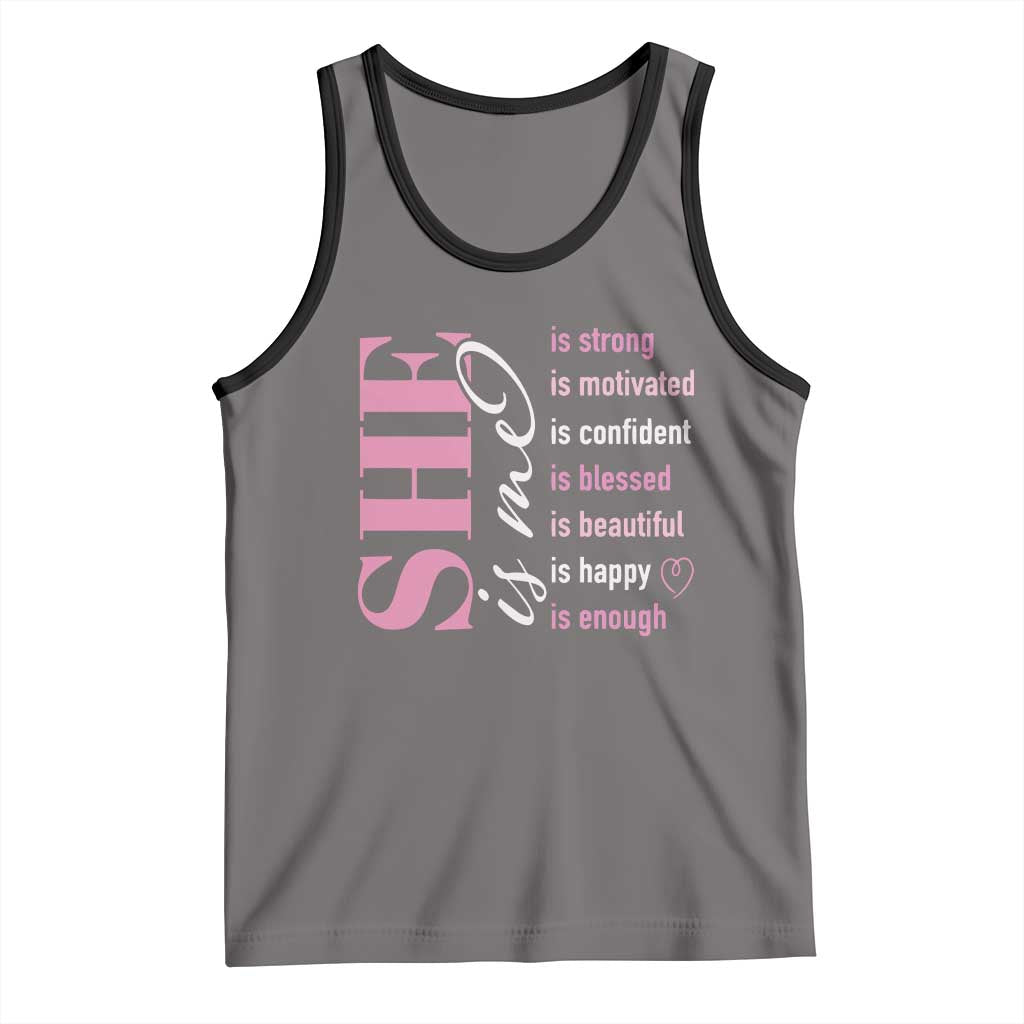Woman Affirmation Tank Top She Is Strong Motivated Confident Blessed Beautiful TS11 Deep Heather Black Print Your Wear