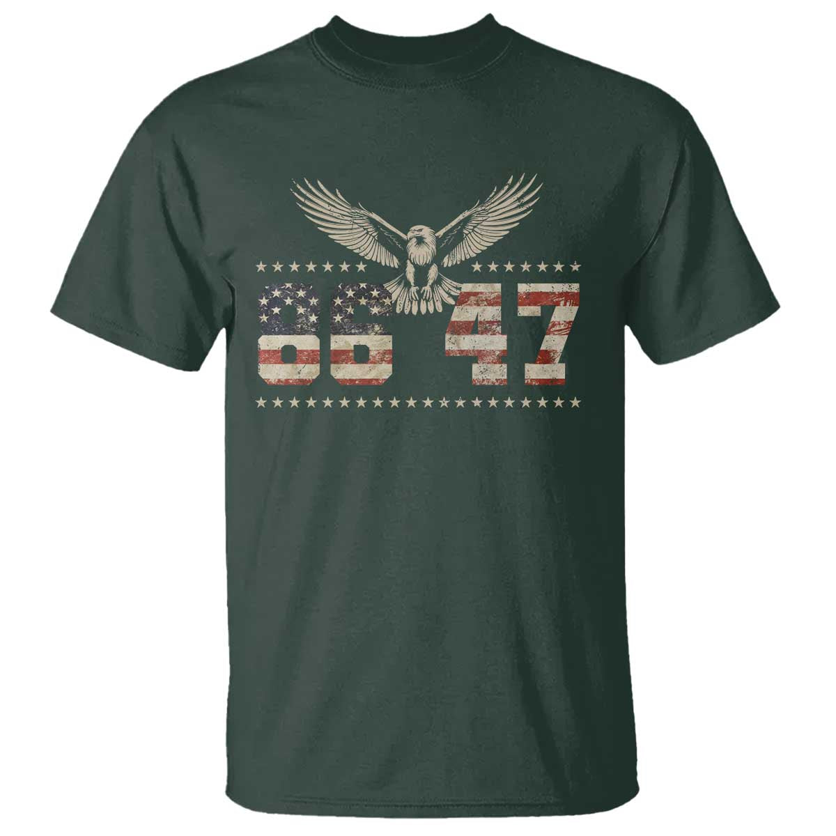 Funny Vintage 86 47 T Shirt - Eagle Vintage American Flag TS11 Dark Forest Green Print Your Wear