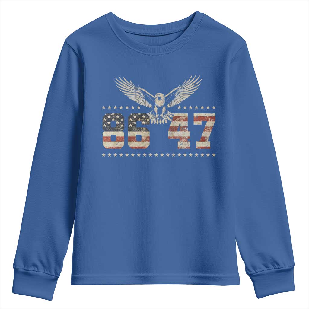 Funny Vintage 86 47 Youth Sweatshirt Eagle Vintage American Flag TS11 Royal Blue Print Your Wear
