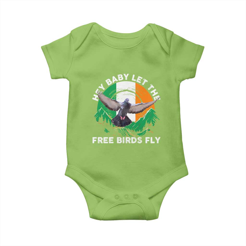 Irish Pride Baby Onesie Hey Baby Let The Free Birds Fly Ireland Flag TS11 Lime Print Your Wear