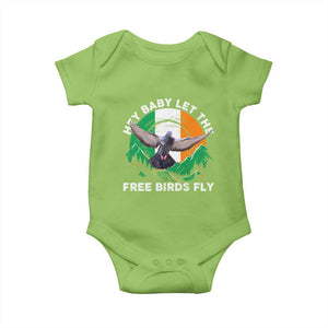 Irish Pride Baby Onesie Hey Baby Let The Free Birds Fly Ireland Flag TS11 Lime Print Your Wear