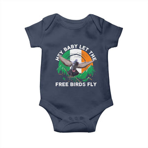 Irish Pride Baby Onesie Hey Baby Let The Free Birds Fly Ireland Flag TS11 Navy Print Your Wear