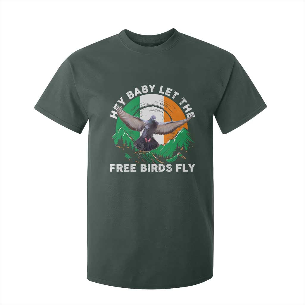 Irish Pride T Shirt For Kid Hey Baby Let The Free Birds Fly Ireland Flag TS11 Dark Forest Green Print Your Wear