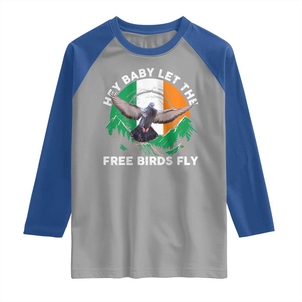 Irish Pride Raglan Shirt Hey Baby Let The Free Birds Fly Ireland Flag TS11 Sport Gray Royal Print Your Wear