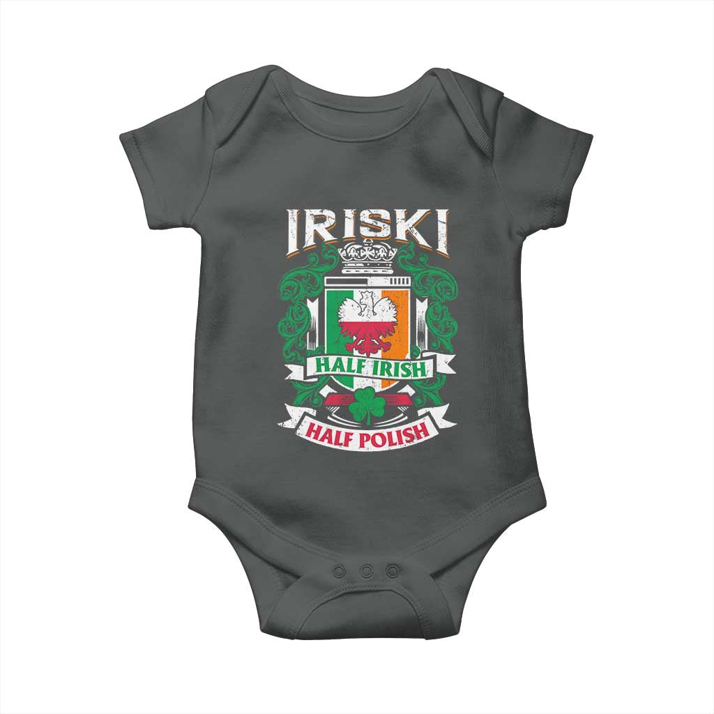 Iriski Half Irish Half Polish Baby Onesie Polish St Patricks Day Eagle TS11 Dark Heather Print Your Wear