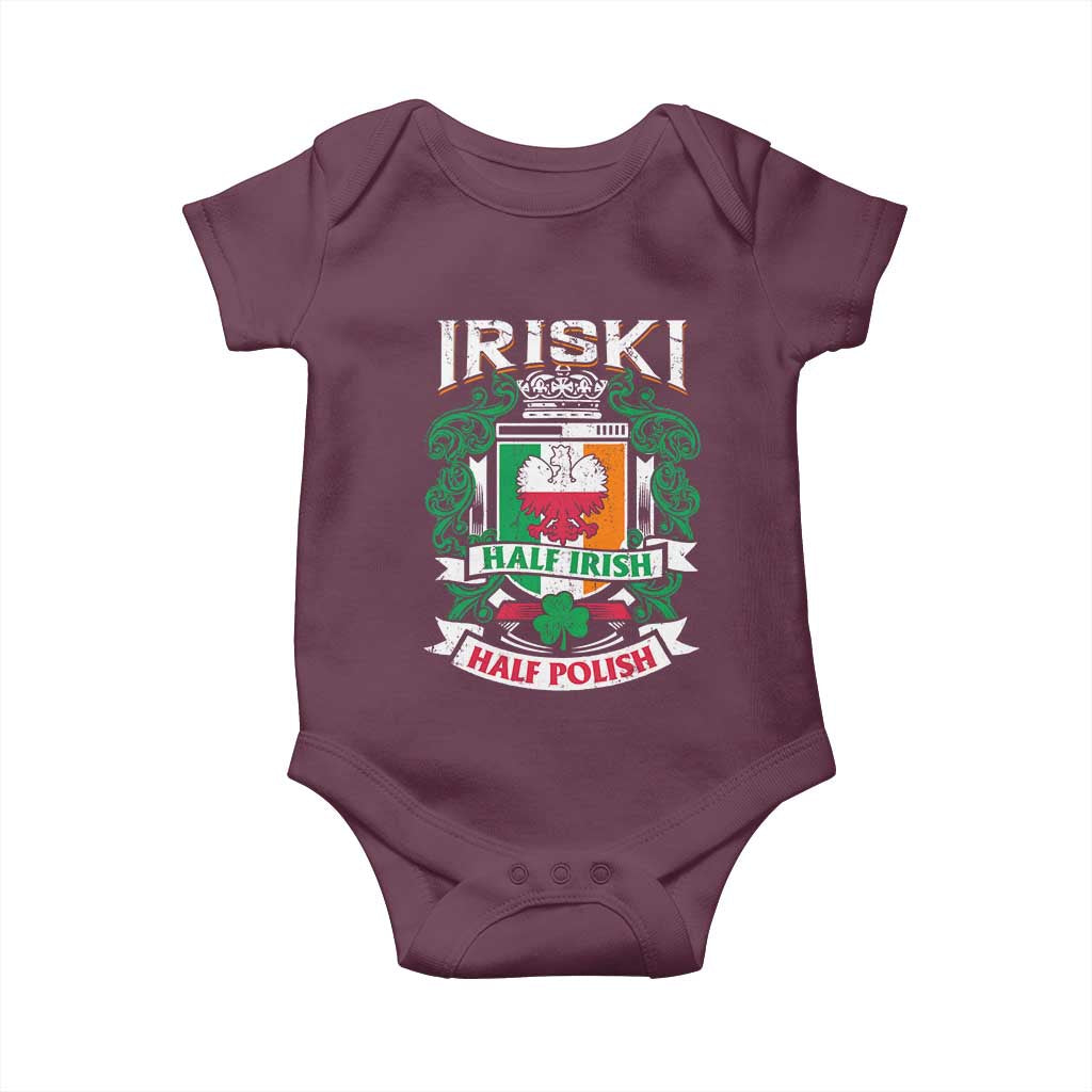 Iriski Half Irish Half Polish Baby Onesie Polish St Patricks Day Eagle TS11 Maroon Print Your Wear