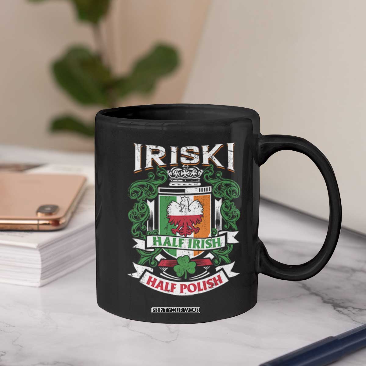 Iriski Half Irish Half Polish Coffee Mug Polish St Patricks Day Eagle TS11 Print Your Wear