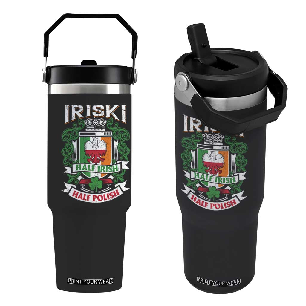 Iriski Half Irish Half Polish Flip Straw Tumbler Polish St Patricks Day Eagle TS11 One Size: 30 oz Black Print Your Wear