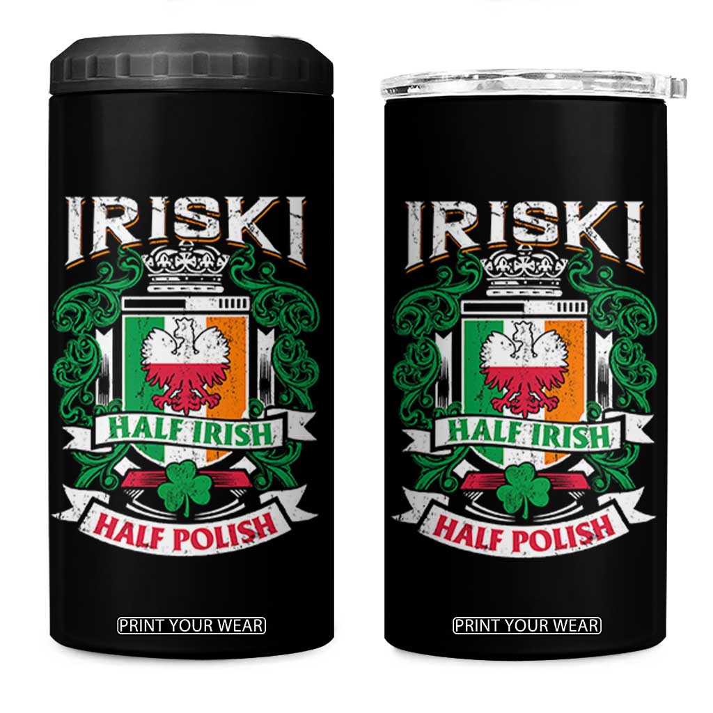 Iriski Half Irish Half Polish 4 in 1 Can Cooler Tumbler Polish St Patricks Day Eagle TS11 One Size: 16 oz Black Print Your Wear