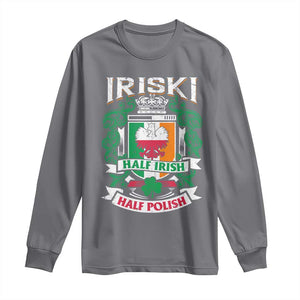 Iriski Half Irish Half Polish Long Sleeve Shirt Polish St Patricks Day Eagle TS11 Charcoal Print Your Wear