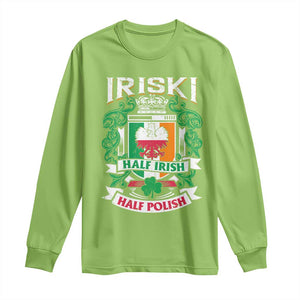 Iriski Half Irish Half Polish Long Sleeve Shirt Polish St Patricks Day Eagle TS11 Lime Print Your Wear