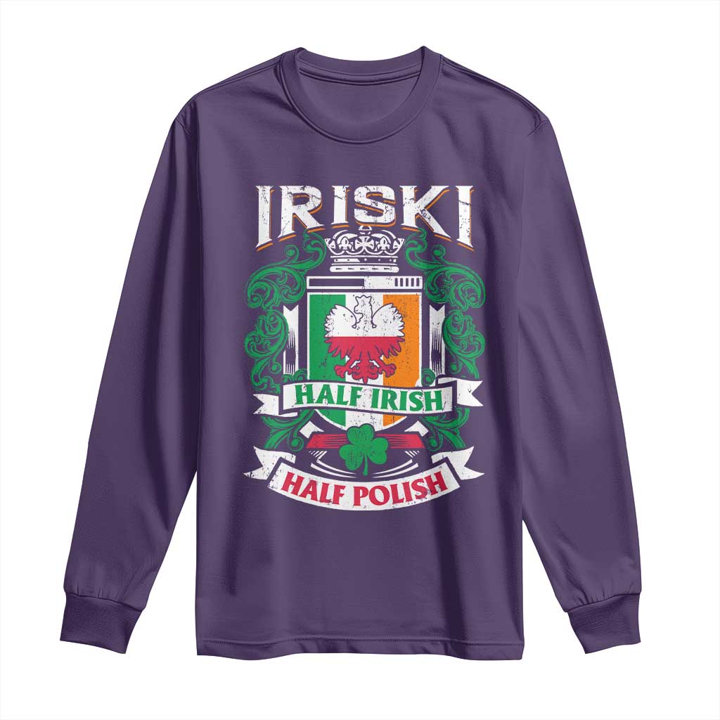 Iriski Half Irish Half Polish Long Sleeve Shirt Polish St Patricks Day Eagle TS11 Purple Print Your Wear