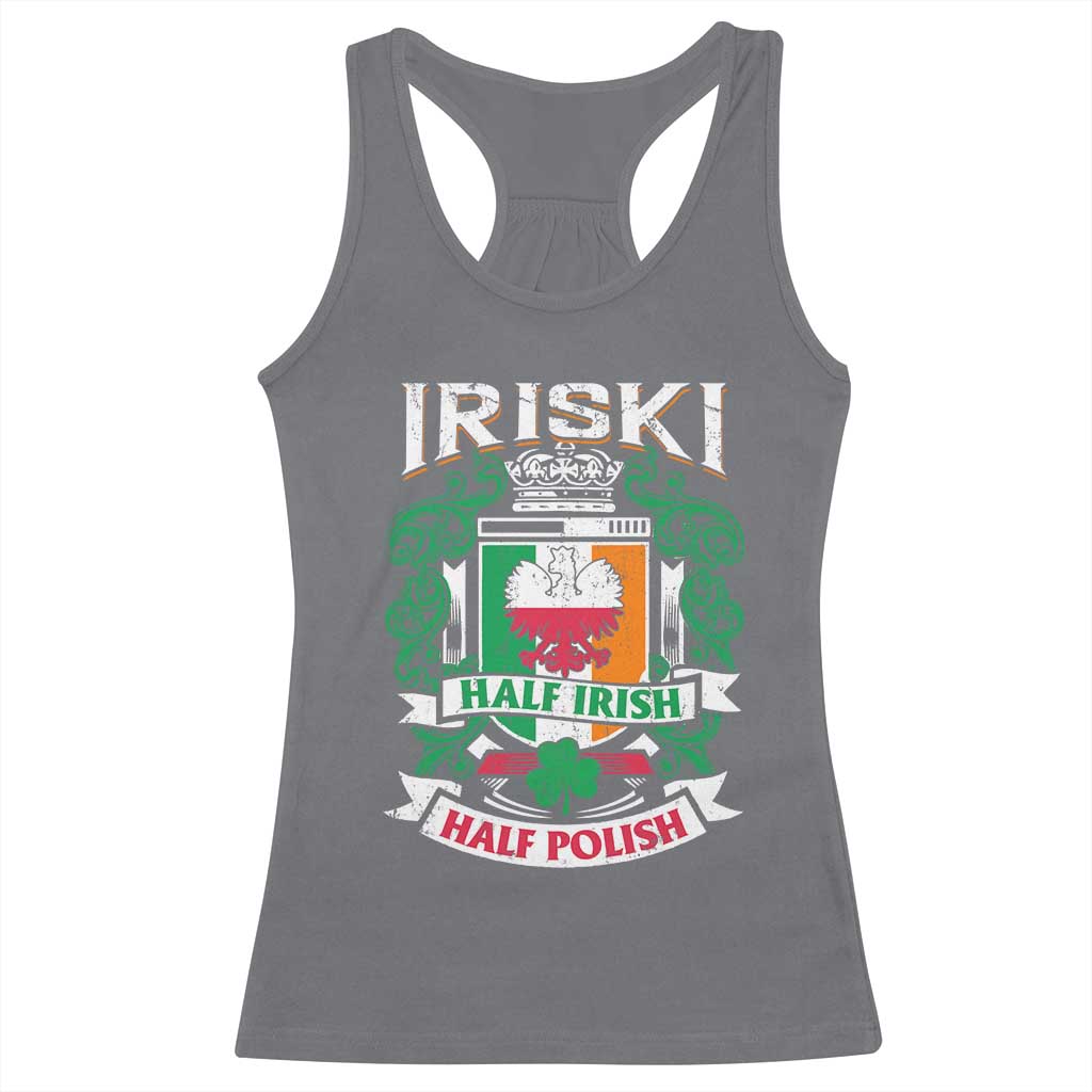 Iriski Half Irish Half Polish Racerback Tank Top Polish St Patricks Day Eagle TS11 Charcoal Print Your Wear