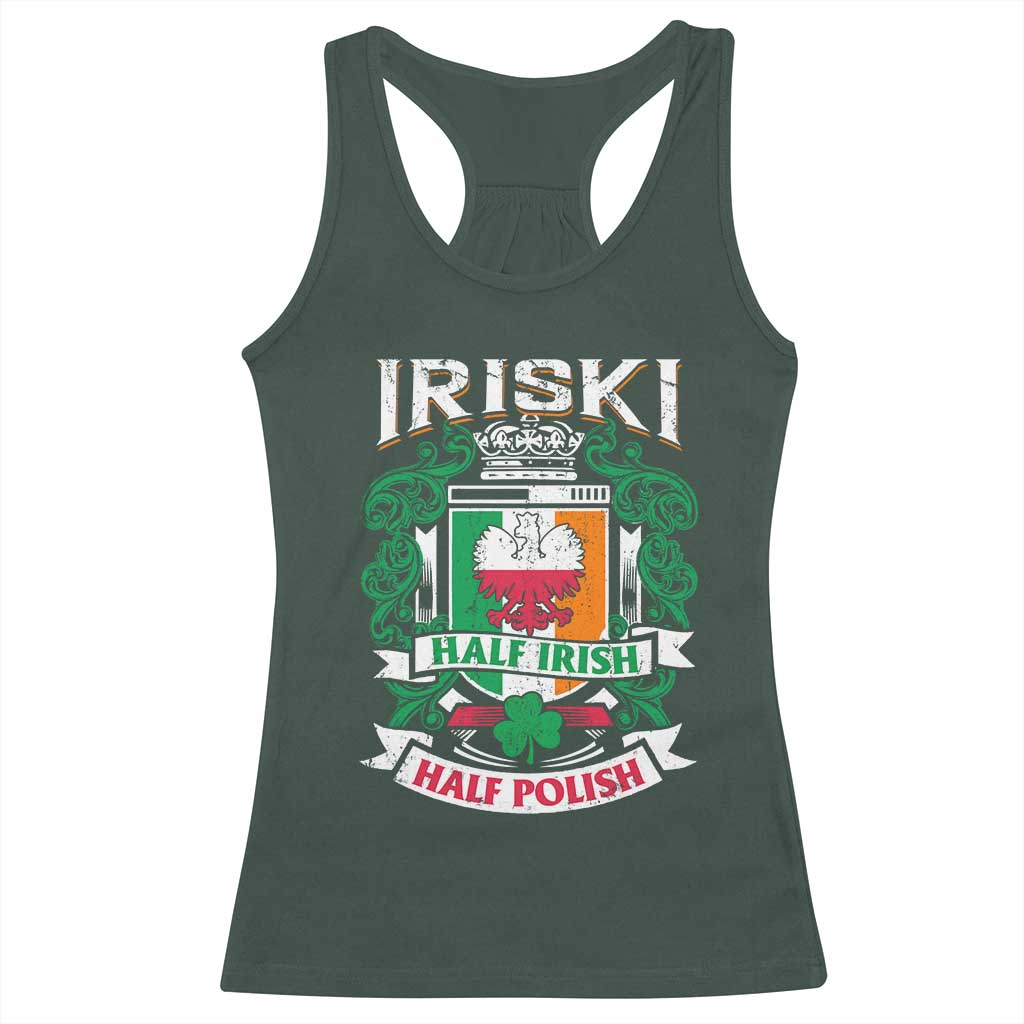 Iriski Half Irish Half Polish Racerback Tank Top Polish St Patricks Day Eagle TS11 Dark Forest Green Print Your Wear