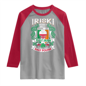 Iriski Half Irish Half Polish Raglan Shirt Polish St Patricks Day Eagle TS11 Sport Gray Red Print Your Wear