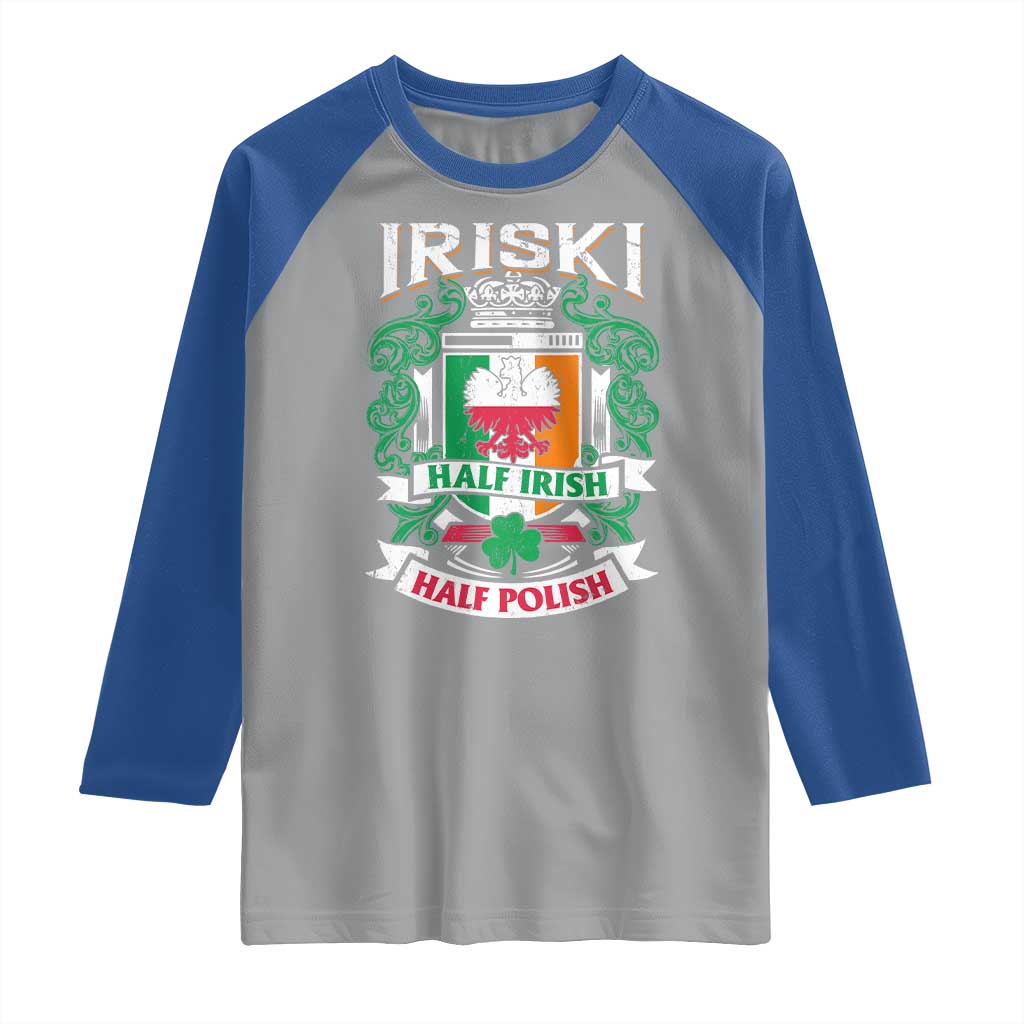 Iriski Half Irish Half Polish Raglan Shirt Polish St Patricks Day Eagle TS11 Sport Gray Royal Print Your Wear