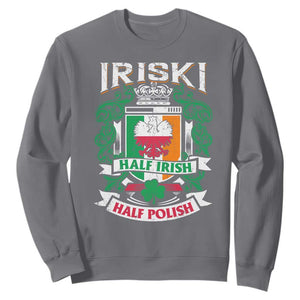 Iriski Half Irish Half Polish Sweatshirt Polish St Patricks Day Eagle TS11 Charcoal Print Your Wear