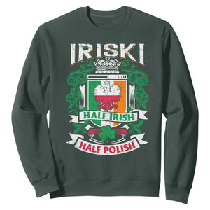 Iriski Half Irish Half Polish Sweatshirt Polish St Patricks Day Eagle TS11 Dark Forest Green Print Your Wear