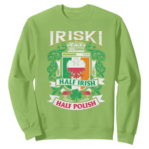 Iriski Half Irish Half Polish Sweatshirt Polish St Patricks Day Eagle TS11 Lime Print Your Wear