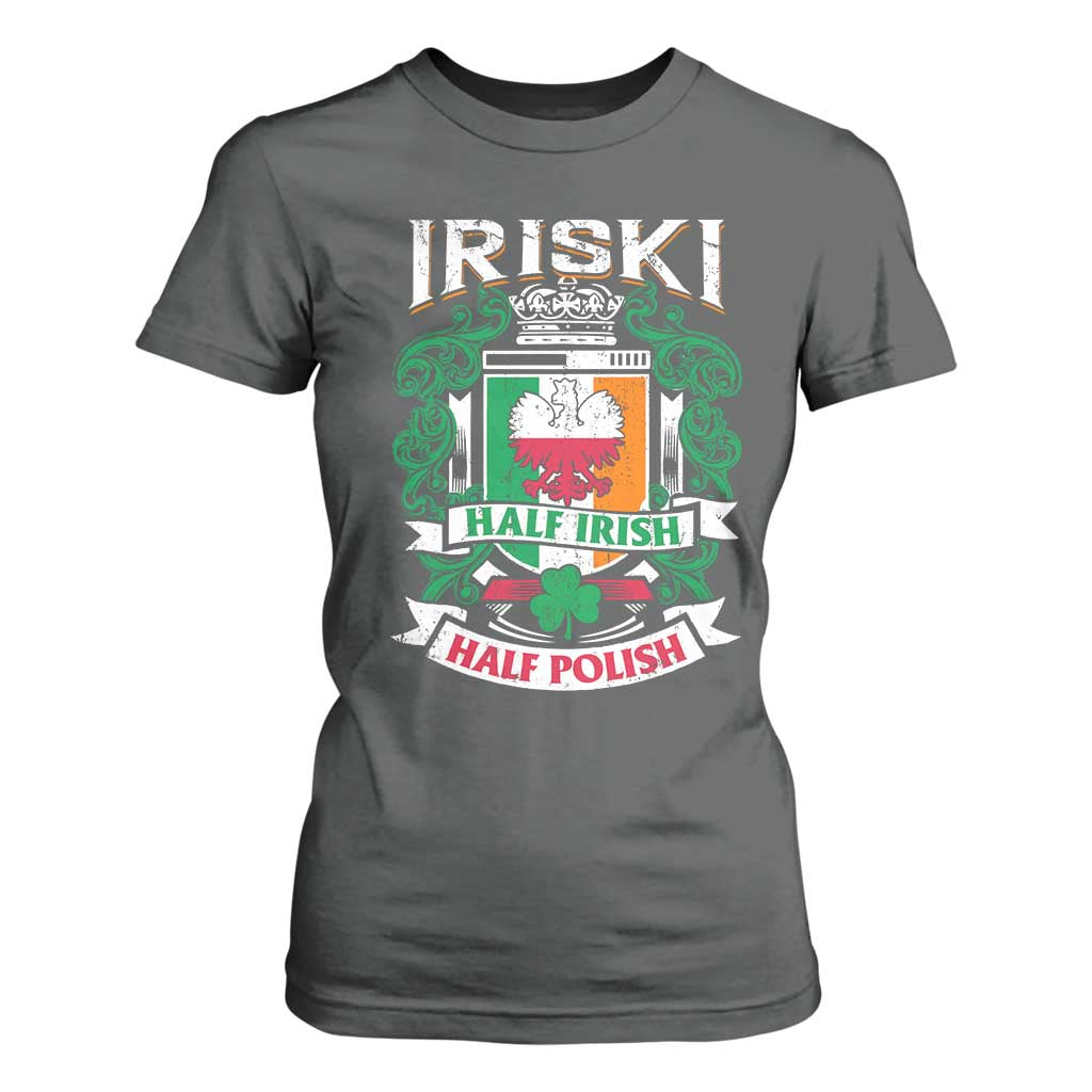 Iriski Half Irish Half Polish T Shirt For Women Polish St Patricks Day Eagle TS11 Dark Heather Print Your Wear