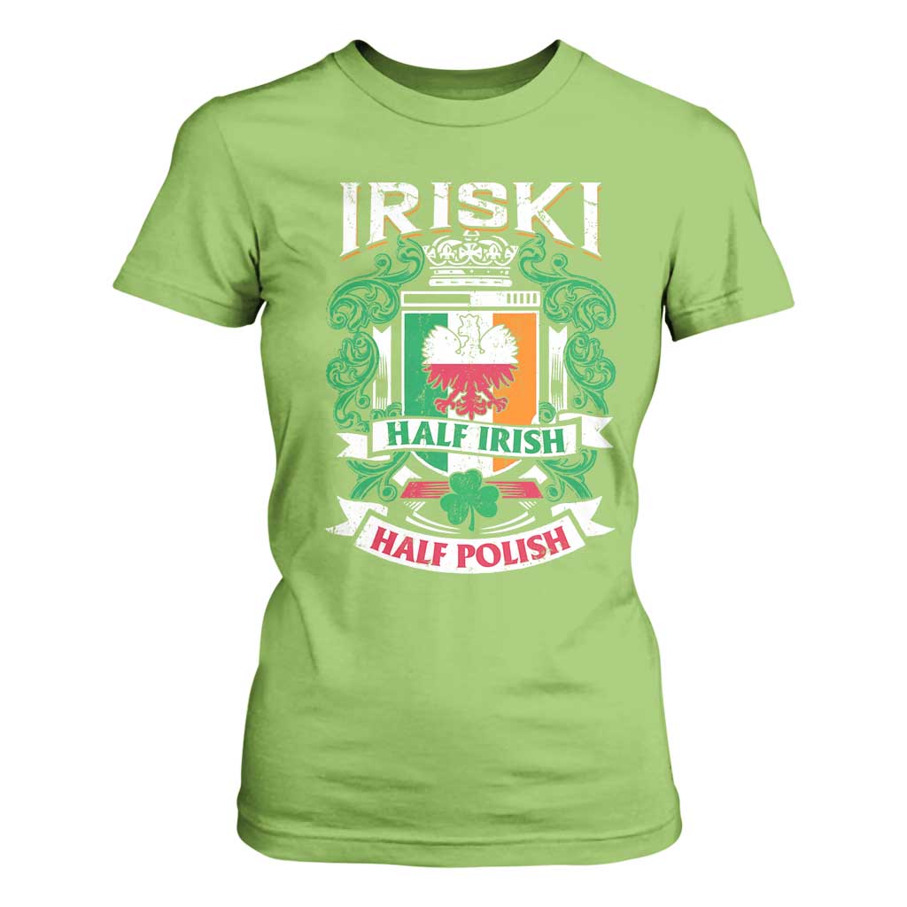 Iriski Half Irish Half Polish T Shirt For Women Polish St Patricks Day Eagle TS11 Lime Print Your Wear