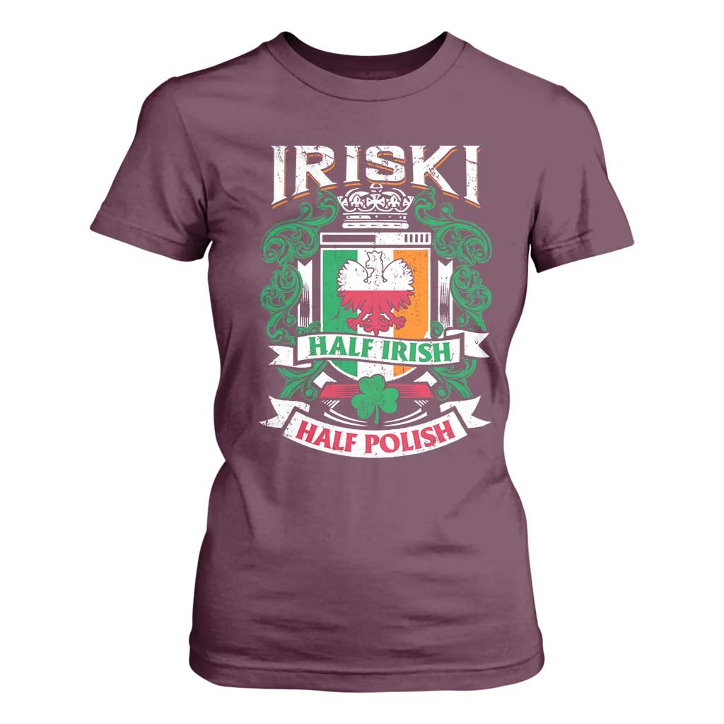 Iriski Half Irish Half Polish T Shirt For Women Polish St Patricks Day Eagle TS11 Maroon Print Your Wear