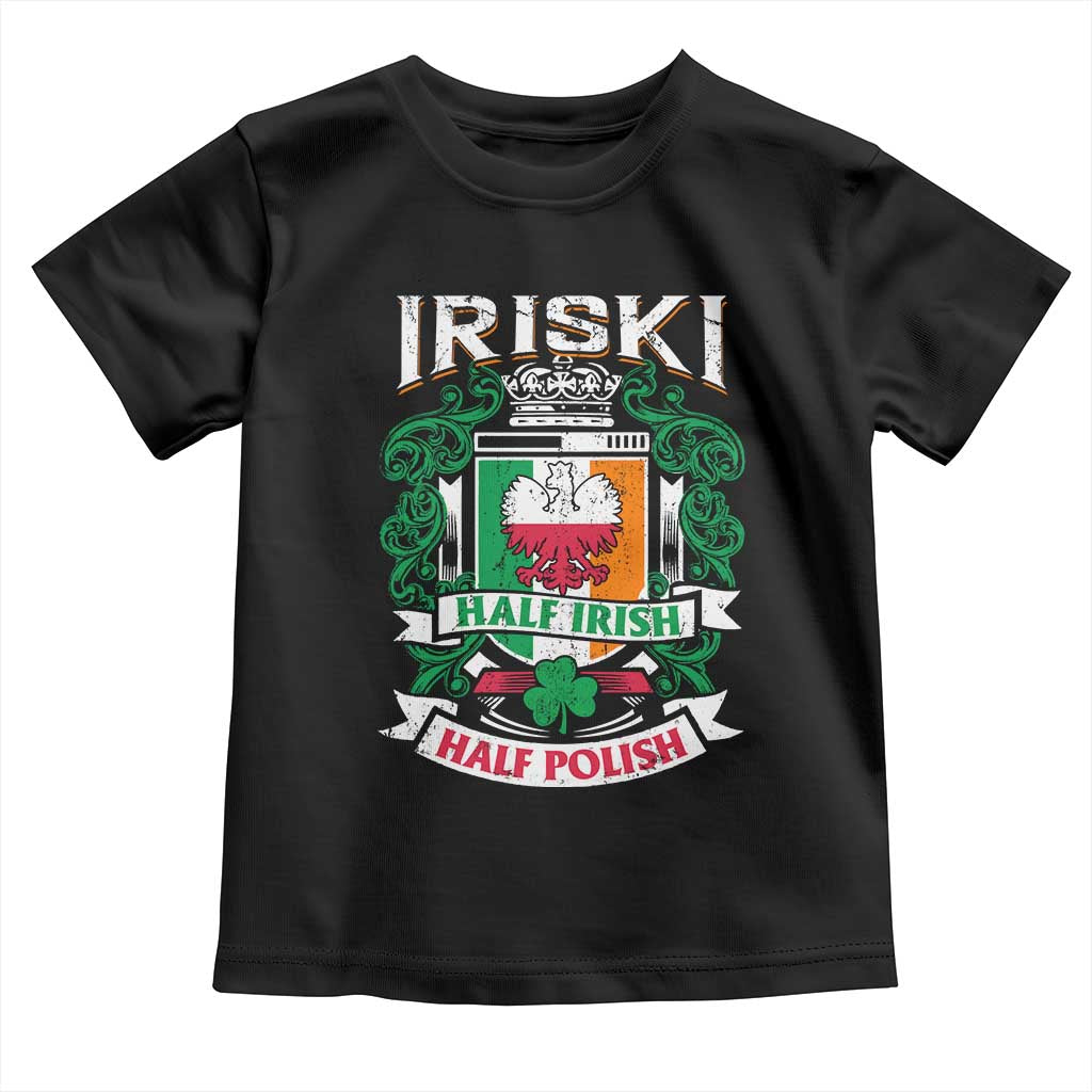 Iriski Half Irish Half Polish Toddler T Shirt Polish St Patricks Day Eagle TS11 Black Print Your Wear