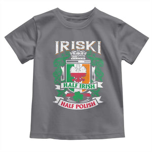 Iriski Half Irish Half Polish Toddler T Shirt Polish St Patricks Day Eagle TS11 Charcoal Print Your Wear