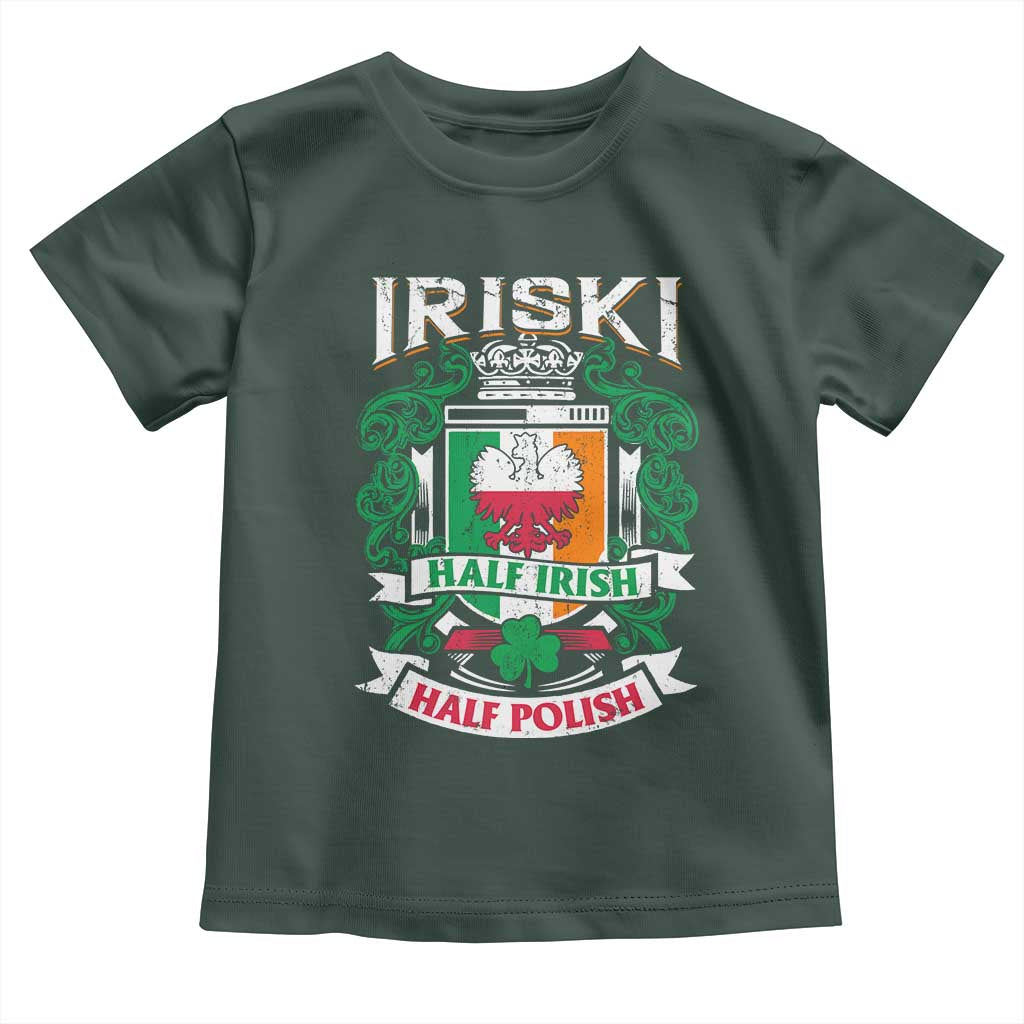 Iriski Half Irish Half Polish Toddler T Shirt Polish St Patricks Day Eagle TS11 Dark Forest Green Print Your Wear