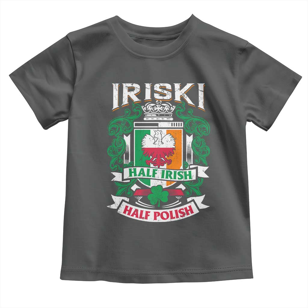 Iriski Half Irish Half Polish Toddler T Shirt Polish St Patricks Day Eagle TS11 Dark Heather Print Your Wear