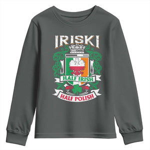 Iriski Half Irish Half Polish Youth Sweatshirt Polish St Patricks Day Eagle TS11 Dark Heather Print Your Wear