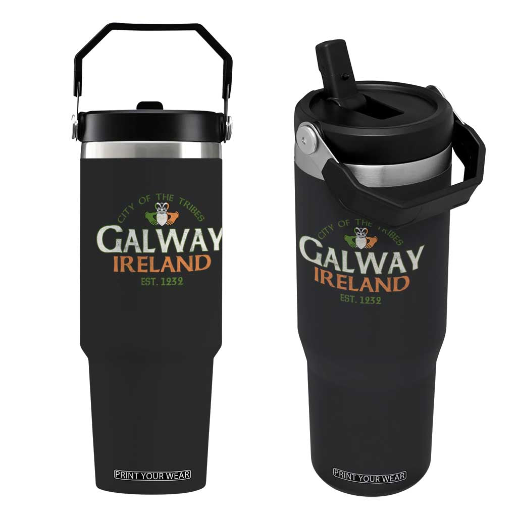 Claddagh Galway Ireland Flip Straw Tumbler City Of The Tribes Est 1232 TS11 One Size: 30 oz Black Print Your Wear