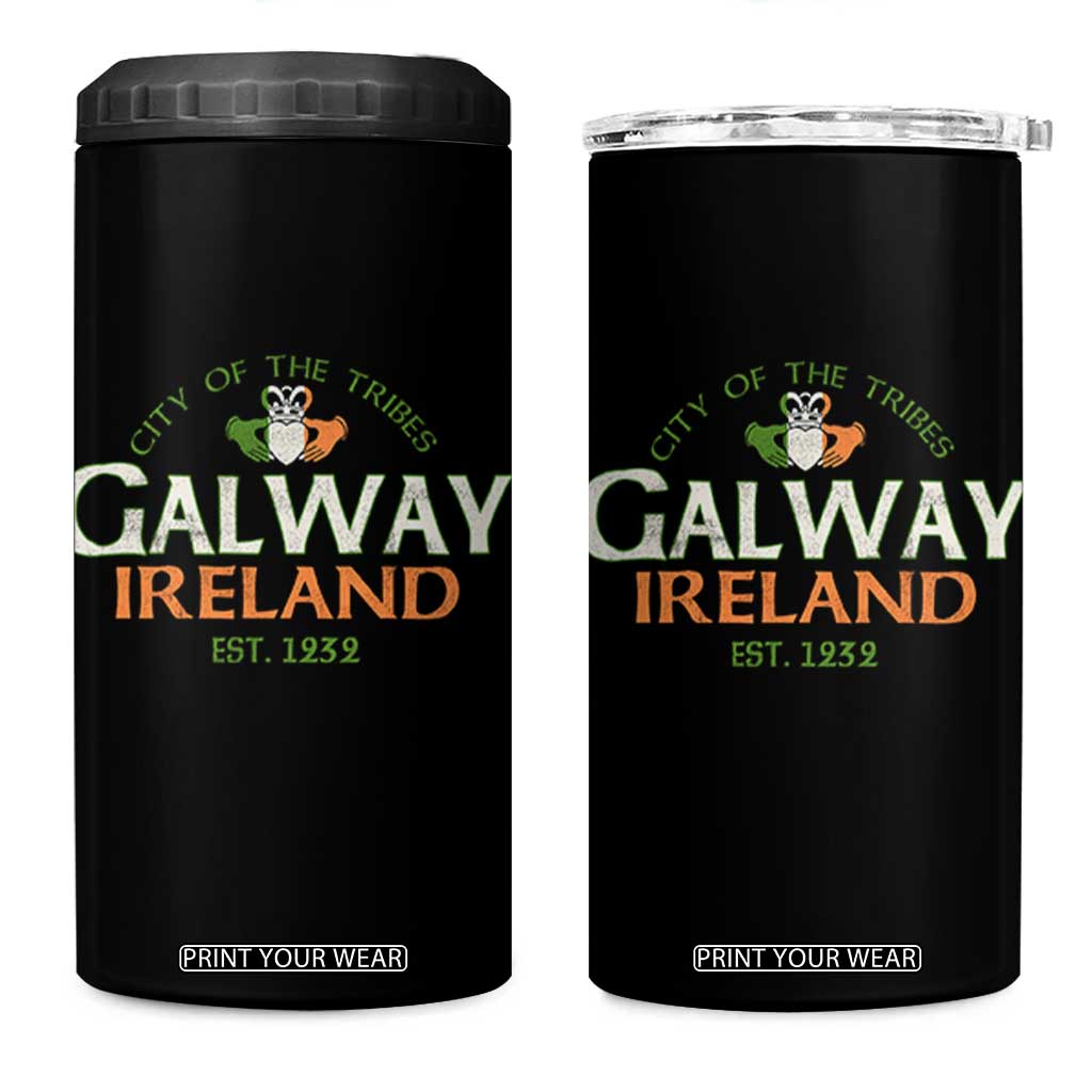 Claddagh Galway Ireland 4 in 1 Can Cooler Tumbler City Of The Tribes Est 1232 TS11 One Size: 16 oz Black Print Your Wear