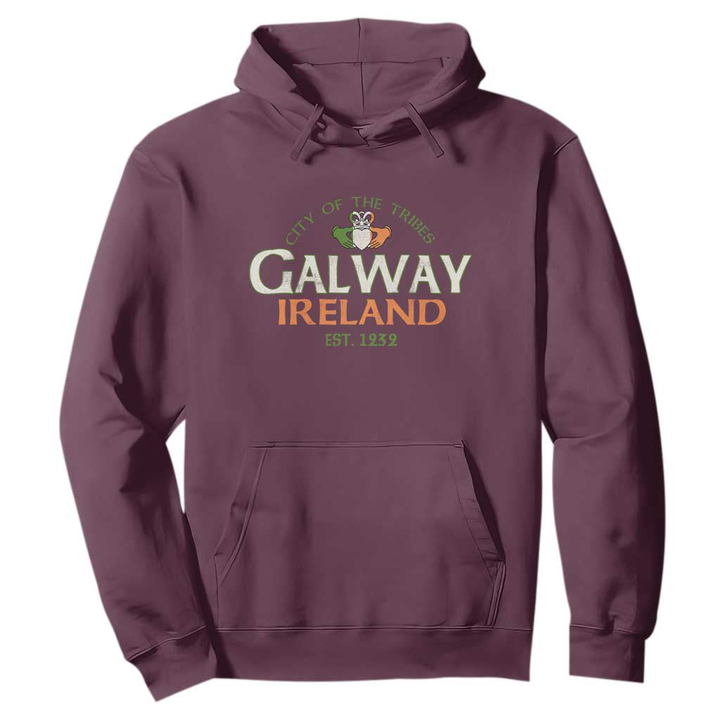 Claddagh Galway Ireland Hoodie City Of The Tribes Est 1232 TS11 Maroon Print Your Wear