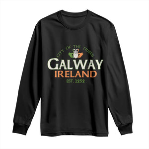 Claddagh Galway Ireland Long Sleeve Shirt City Of The Tribes Est 1232 TS11 Black Print Your Wear