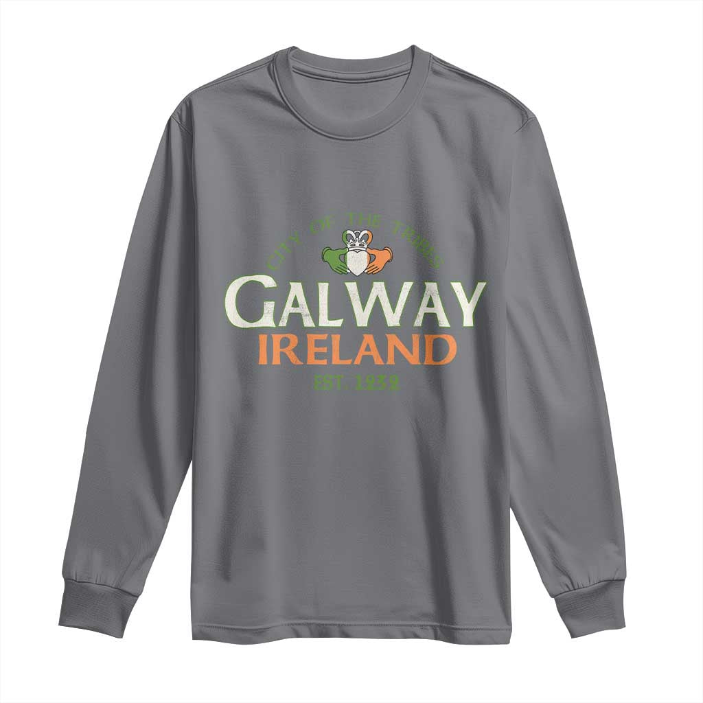Claddagh Galway Ireland Long Sleeve Shirt City Of The Tribes Est 1232 TS11 Charcoal Print Your Wear