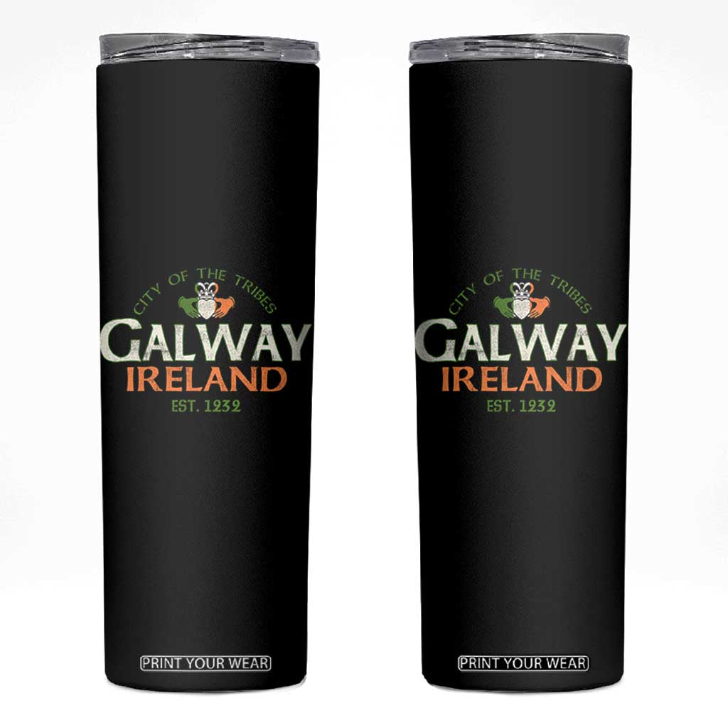 Claddagh Galway Ireland Skinny Tumbler City Of The Tribes Est 1232 TS11 Black Print Your Wear