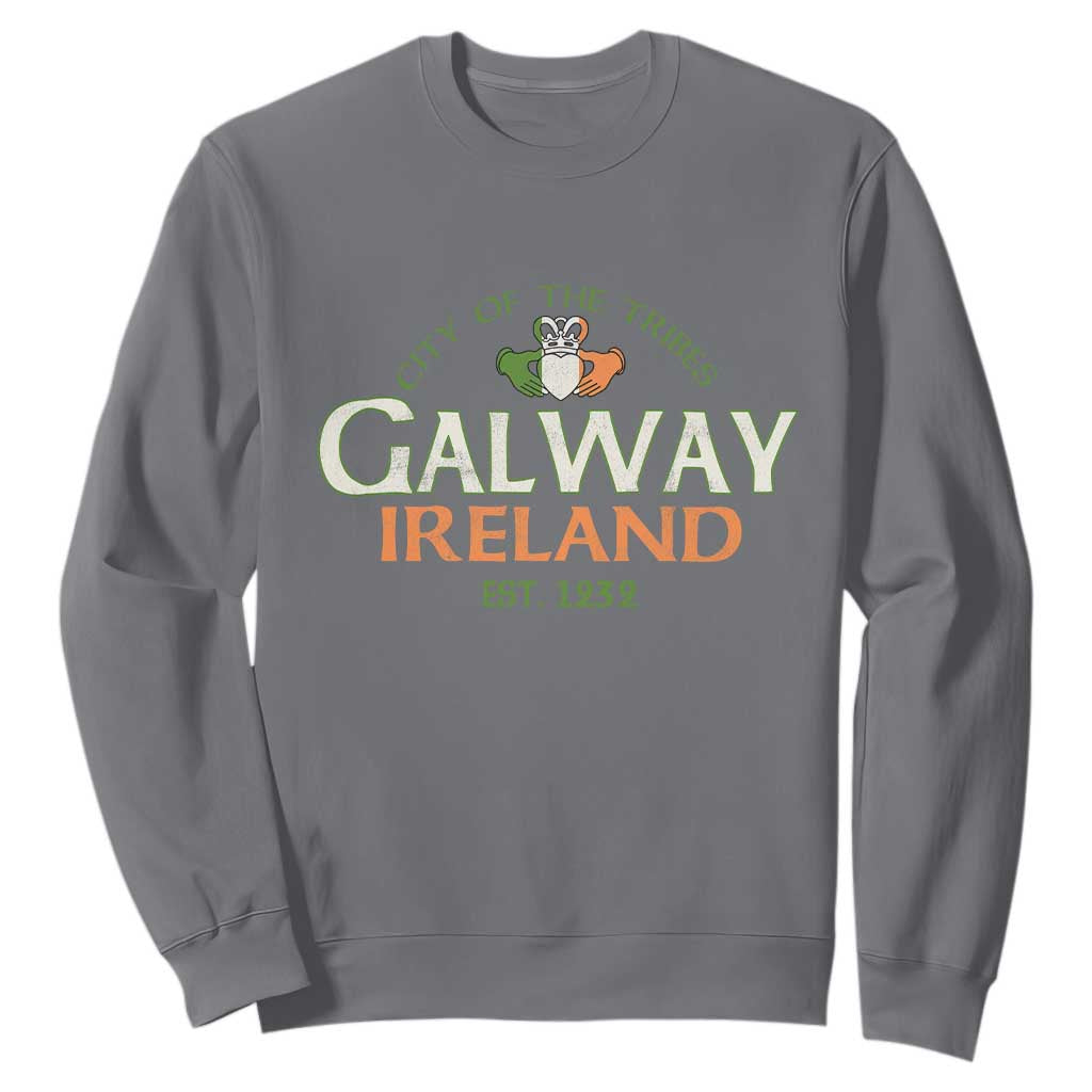 Claddagh Galway Ireland Sweatshirt City Of The Tribes Est 1232 TS11 Charcoal Print Your Wear