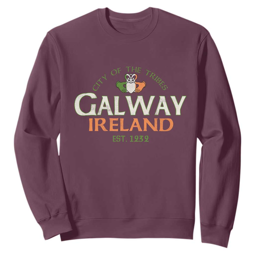 Claddagh Galway Ireland Sweatshirt City Of The Tribes Est 1232 TS11 Maroon Print Your Wear