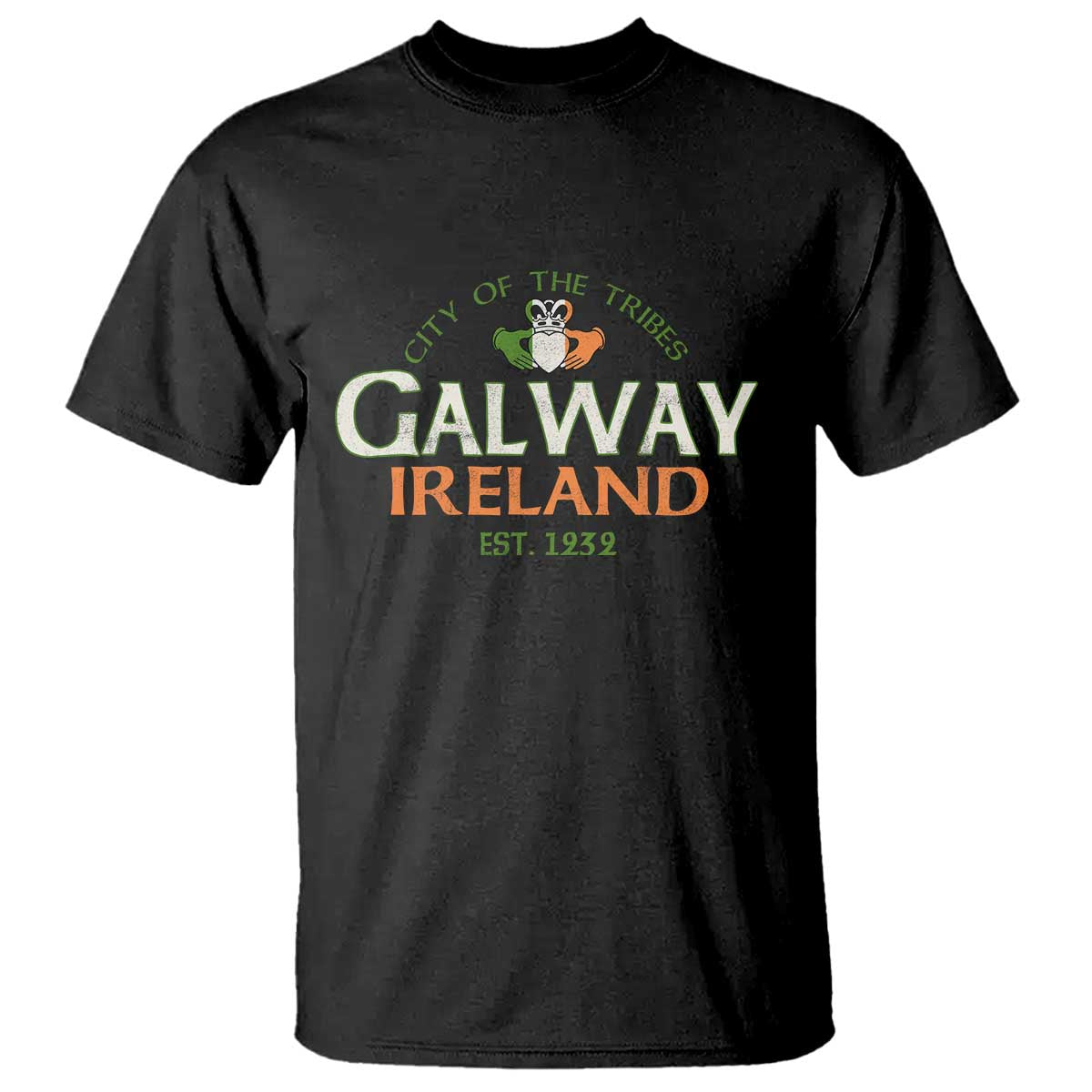 Claddagh Galway Ireland T Shirt City Of The Tribes Est 1232 TS11 Black Print Your Wear